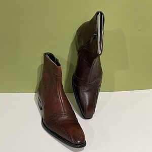 Duca boots brown Italian leather point toe side zipper